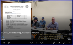 Click here for 1 hr 45 min video recording of VNC Homeless Committee Meeting (June 4, 2018)